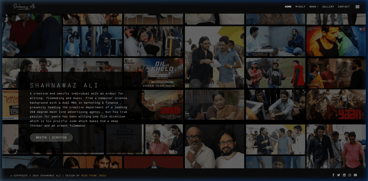 Shahnawaz Ali — Artist Portfolio Website — live website screenshot