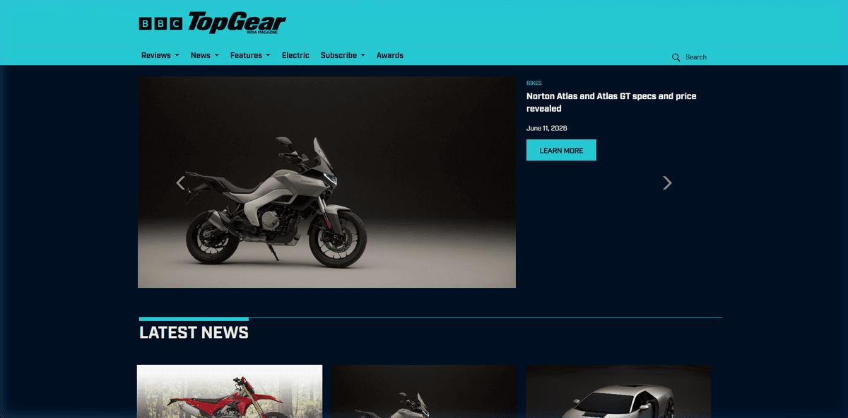 TopGear India Cloud CMS — live website screenshot